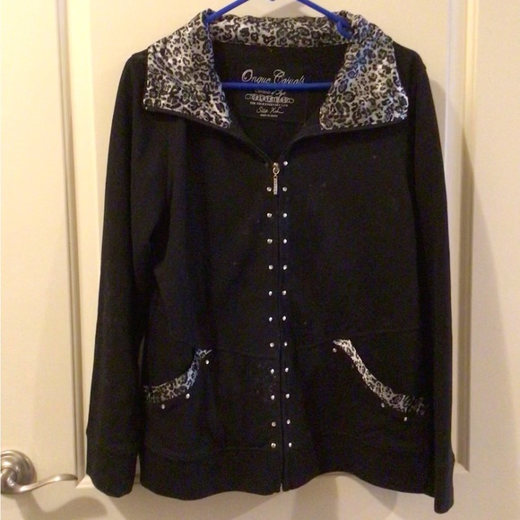 Beautiful black jacket with trim on collar and pockets X-Large - Picture 2 of 2